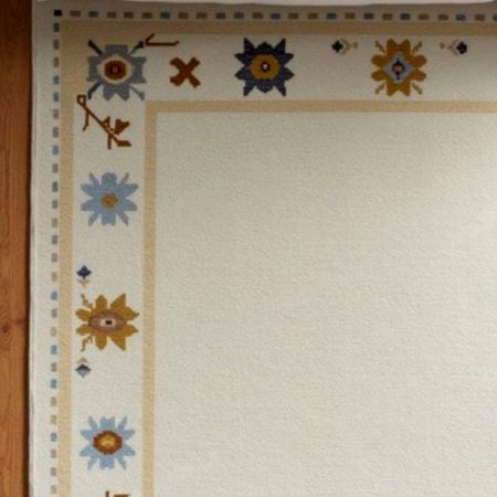 Hand Knotted Geometric Orange Wool Rug